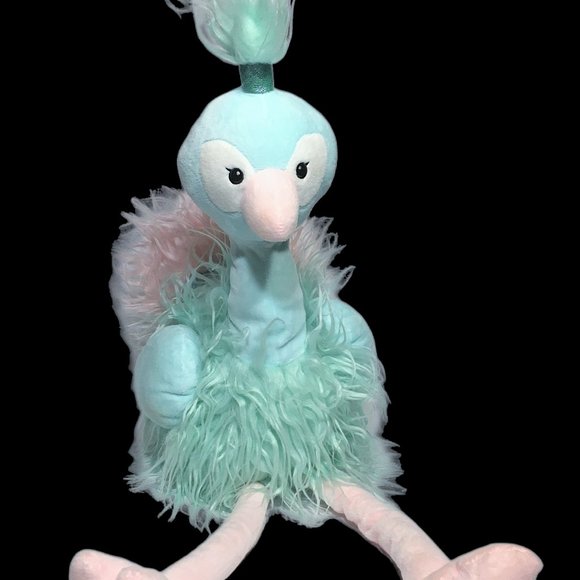 Animal Adventure Flamingo Ostrich Bird Plush Long legged 25" Teal Blue Pink Toy - Picture 3 of 9